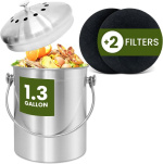 Reli. 1.3 Gallon Stainless Steel Compost Bin with Charcoal Filters
